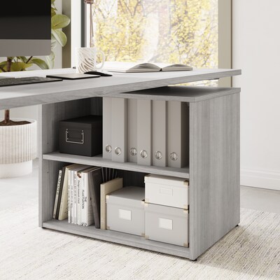 Bush Business Furniture Stratus 72"W Electric Adjustable Standing Desk with Bookcase, Platinum Gray (SUT006PG)