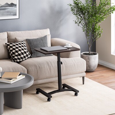Seville Classics airLIFT 24W Manual Rectangular Height Adjustable Mobile Sitting Desk, Walnut (WEB1