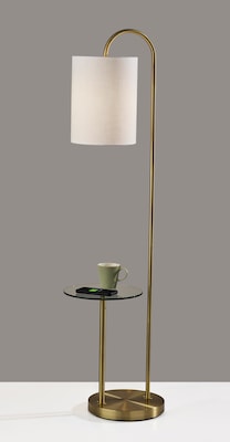 Adesso Amira 64"H Antique Brass Floor Lamp with Drum Shade (4062-21)