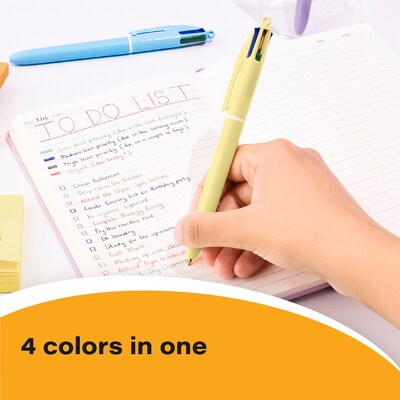 BIC 4-Color Retractable Ballpoint Pen, Medium Point, 1.0mm, Assorted Ink, 3/Pack (MMAP3-AST)