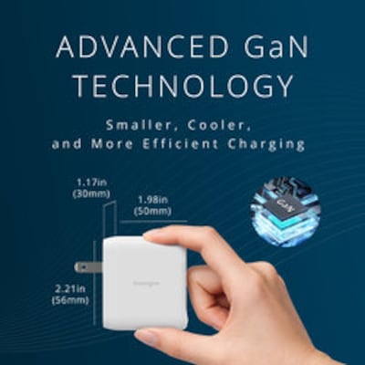 Kensington 70W 3-Port USB-C GaN Charger for Laptops & Mobile Devices, White (K38101NA)