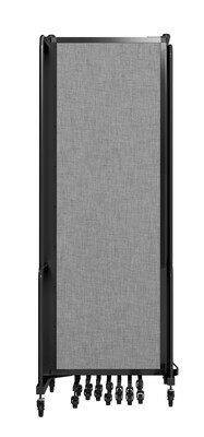 National Public Seating Robo Series 11-Panel Folding Mobile Room Divider, 72"H x 256"W, Grey Fabric (RDB6-11PT02)