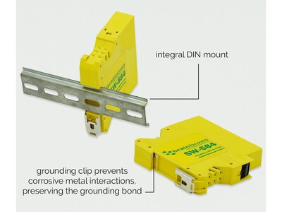 Brainboxes Industrial 4-Port Gigabit Ethernet Unmanaged Switch, Yellow (SW-584)