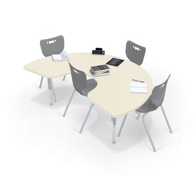 MooreCo Hierarchy Kidney Shaped Table, 72W x 48D, Neutral Weft/Platinum Base (703673563031)