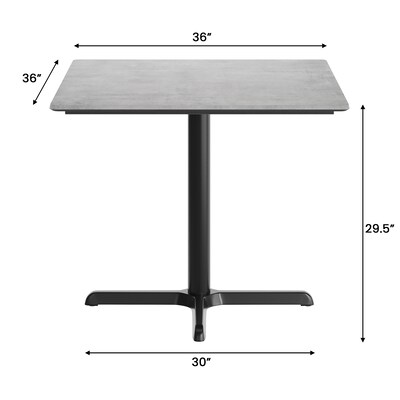 Flash Furniture Acadia Square Wooden Dining Table with X-Base, 36"D x 36"W, Gray Faux Concrete/Black Base (STSQ36CGT3030)