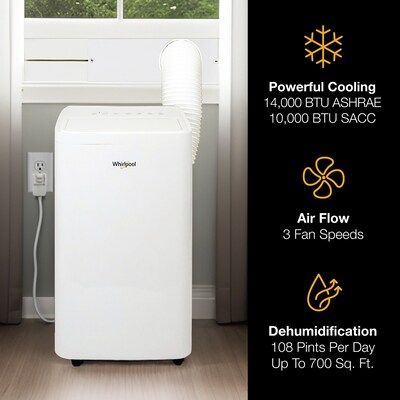 Whirlpool 115-Volt 14,000 BTU Portable Air Conditioner with Remote, White (WHNP141AW)