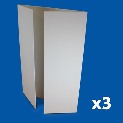 Flipside Tri-Fold Presentation Board, 48" x 36", Corrugated, White, 3/Pack (30048-3)