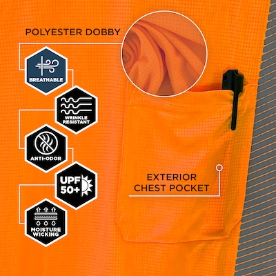 Ergodyne GloWear 8371BK High Visibility Long Sleeve Black Bottom T-Shirt, ANSI Type R Class 3, Orange, 2XL (22306)