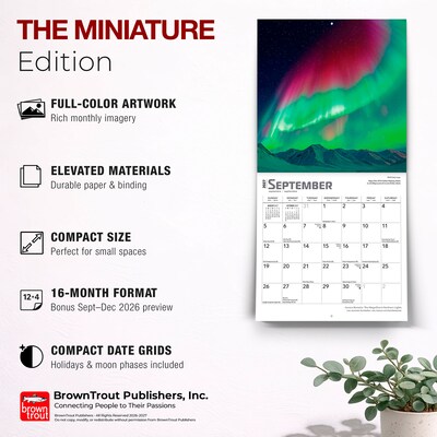 2027 BrownTrout Aurora Borealis 7" x 7" Monthly Wall Calendar, Assorted Colors (9798330709649)