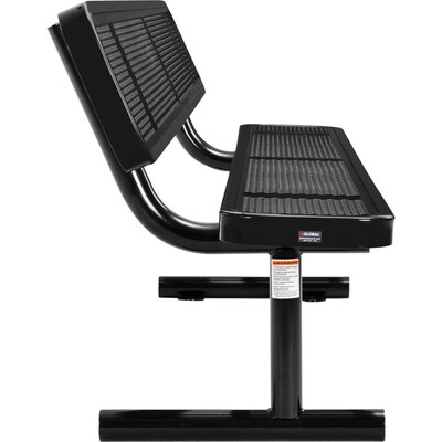 Global Industrial 8' Outdoor Steel Picnic Bench w/ Backrest, Perforated Metal, Black (262077BK)