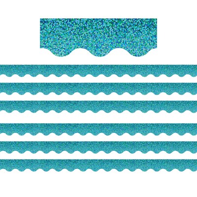 Teacher Created Resources Teal Sparkle Scalloped Border Trim, 2.19 x 35 ft., 6 Packs/Bundle (TCR8792-6)