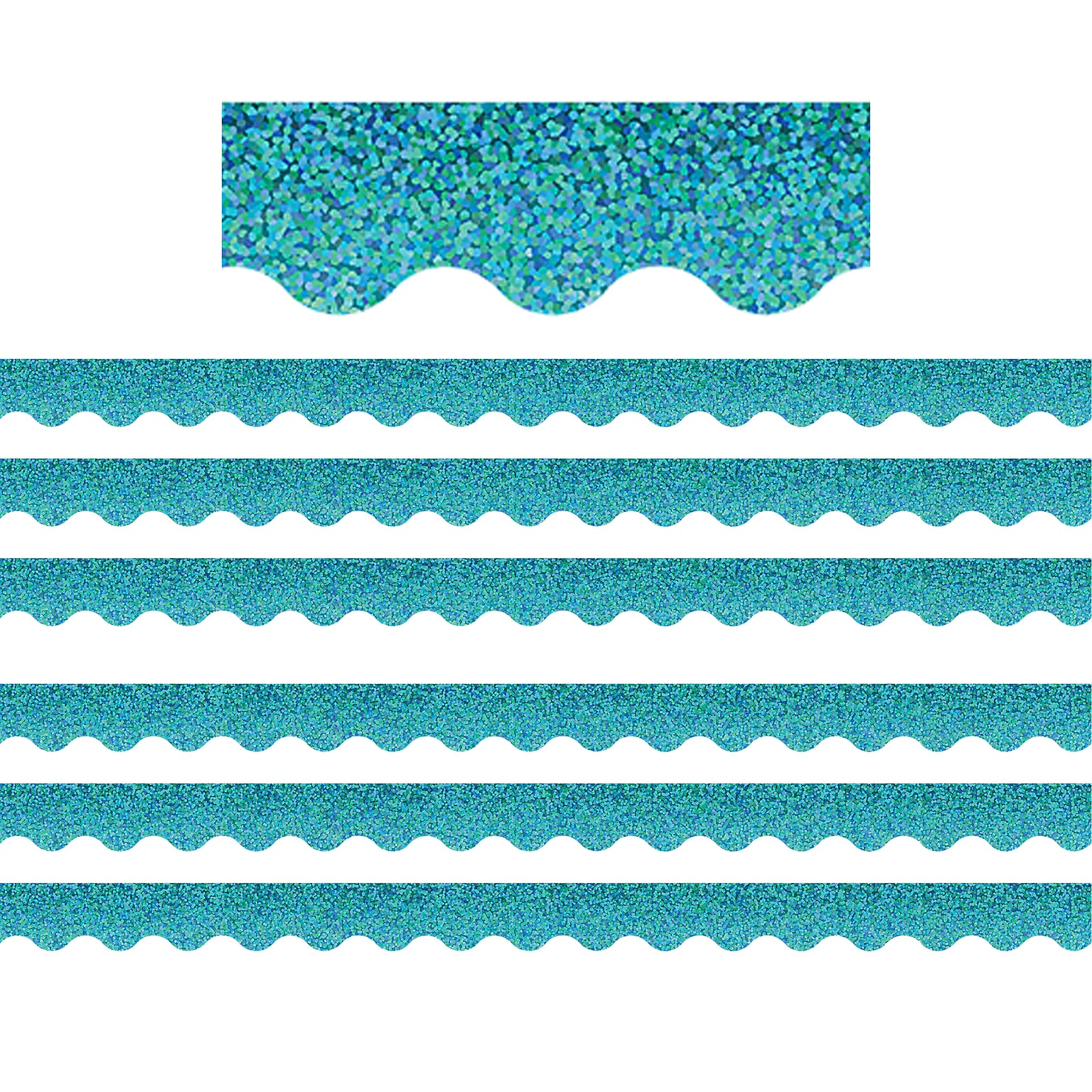 Teacher Created Resources Teal Sparkle Scalloped Border Trim, 2.19 x 35 ft., 6 Packs/Bundle (TCR8792-6)