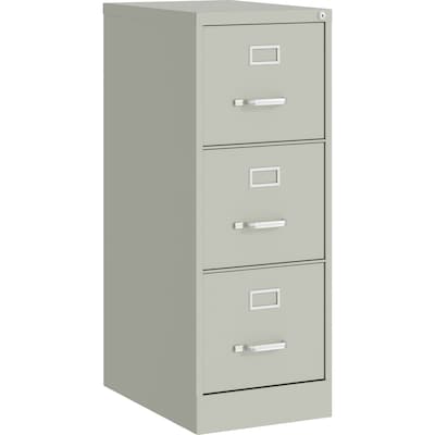 Lorell Fortress 3-Drawer Vertical File Cabinet, Letter Size, Lockable, 40.2H x 15W x 22D, Light Gray (LLR42298)