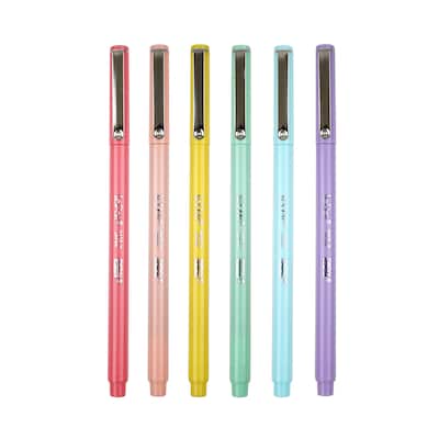 Marvy Uchida LePen Felt Pen, Micro Fine Point, 0.3mm, Assorted Pastel Inks, 6 Pens/Pack, 2 Packs/Bundle (UCH43006P-2)