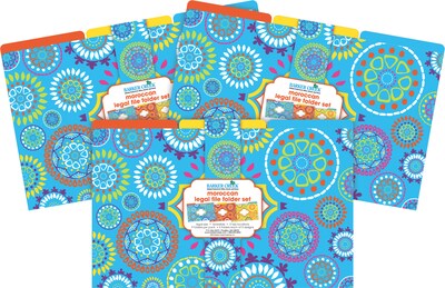 Barker Creek Moroccan File Folder, 1/3-Cut Tab, Legal Size, Assorted Colors, 27/Set (BC3550)
