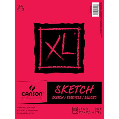 Canson XL Series 9 x 12 Sketch Pad, 25 Sheets/Pad, 2/Bundle (MCXC100511070-2)