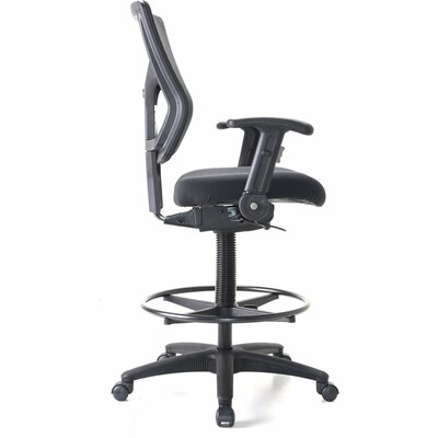 Lorell Contemporary Fabric Full Back Industrial/Shop Stool, Black (LLR62021)