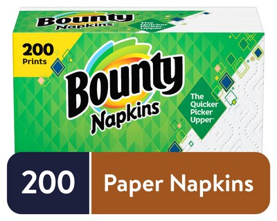 Bounty Quilted Napkin, 1-ply, White, 200 Napkins/Pack (34885.)