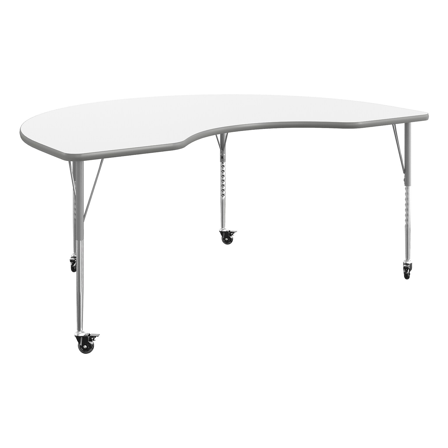 Flash Furniture Wren Kidney Activity Table, 72 x 48, Height Adjustable, White Top/Silver Frame (XUA4872KDWHTAC)