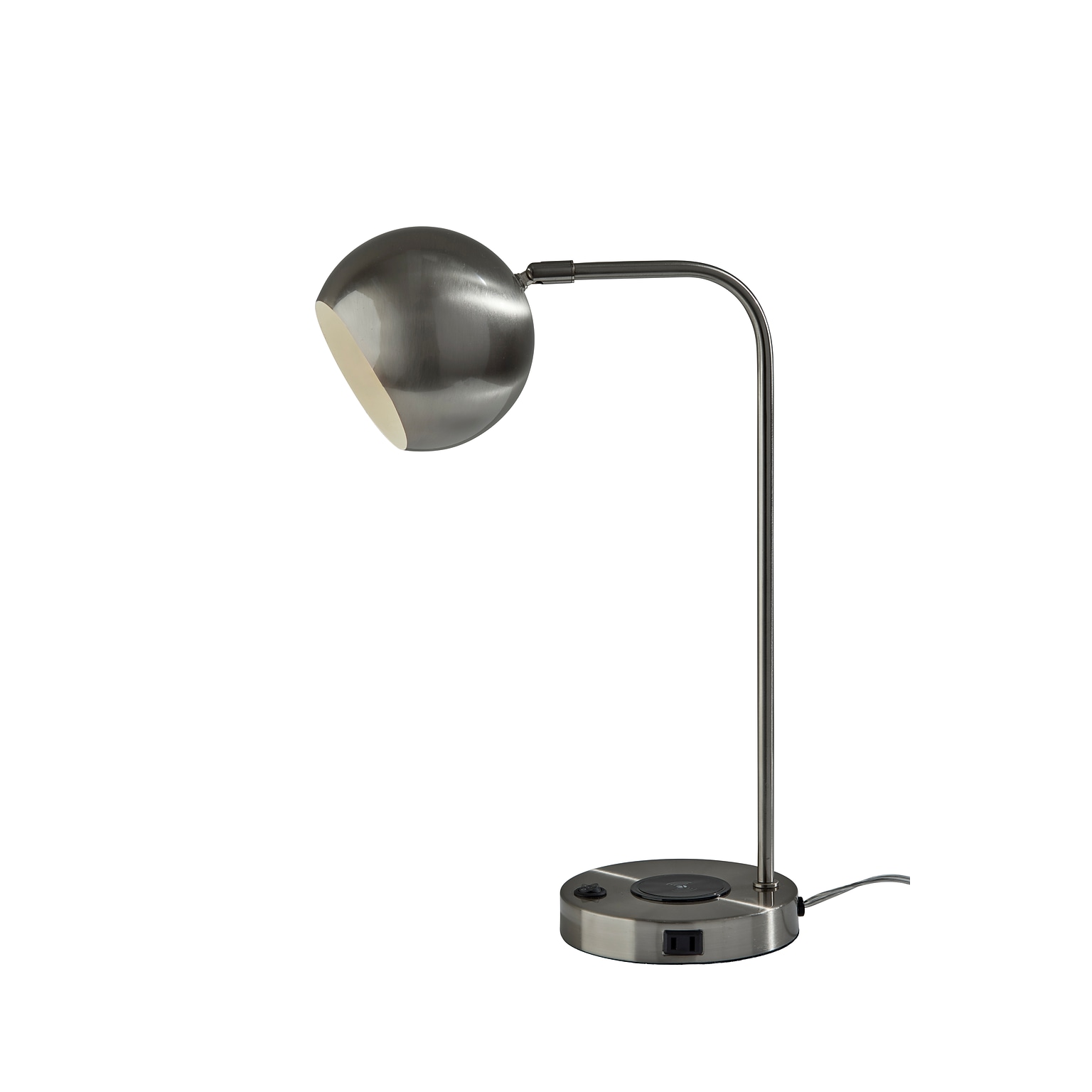 Adesso Emery SuperCharger Incandescent Desk Lamp, 19H, with USB Port, Brushed Steel (2624-22)