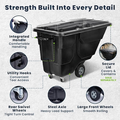 Alpine Industries Tilt Truck with Lid, 1/2 Cubic Yard, Black (500-12450HL-NRFBLK)