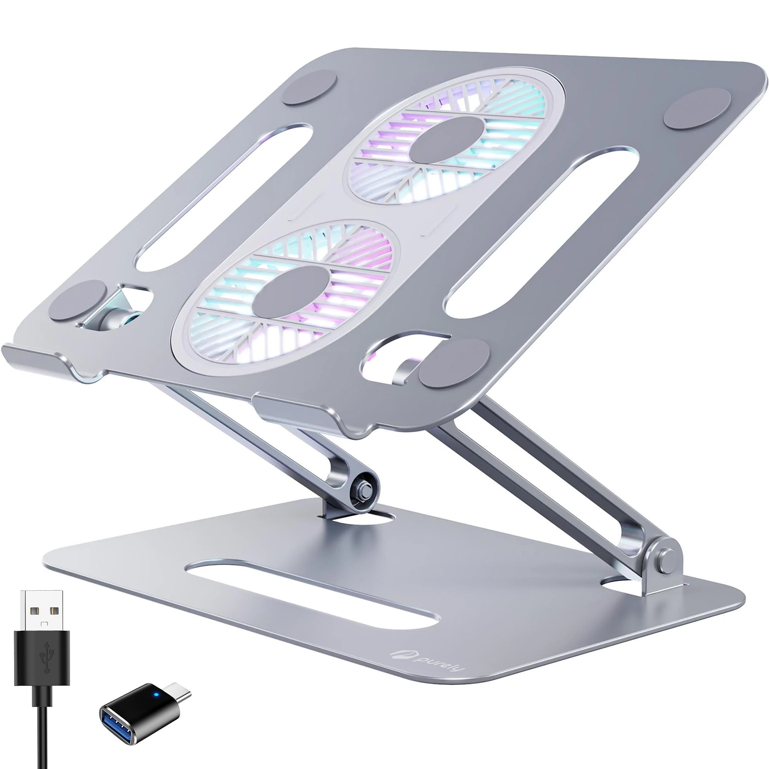 Purely C50 Cooling Fan Height-Adjustable 18 Laptop Stand, 1 USB Port (PLSC50)