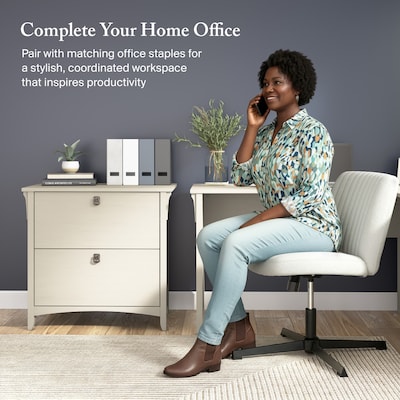 Bush Home Salinas 2 Drawer Lateral File Cabinet, Antique White (SAF132AW-03)