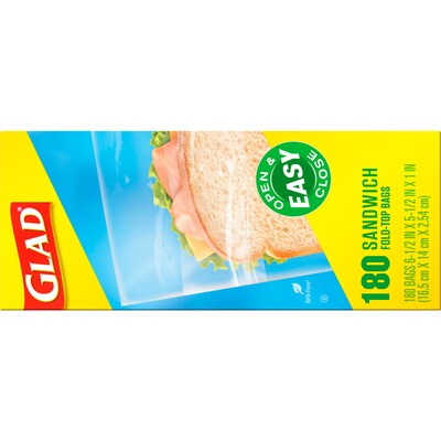 Glad Fold Top Sandwich Bag, 180 Bags/Box (00180)