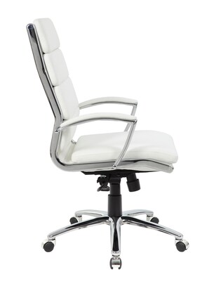 Boss Office Products Ergonomic CaressoftPlus Vinyl Swivel Executive Chair, White (B9471-WT)