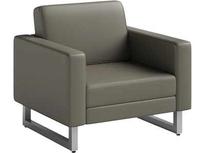 Safco Mirella Vinyl Lounge Chair, Gray/Silver (1732MRL2SLVGR)