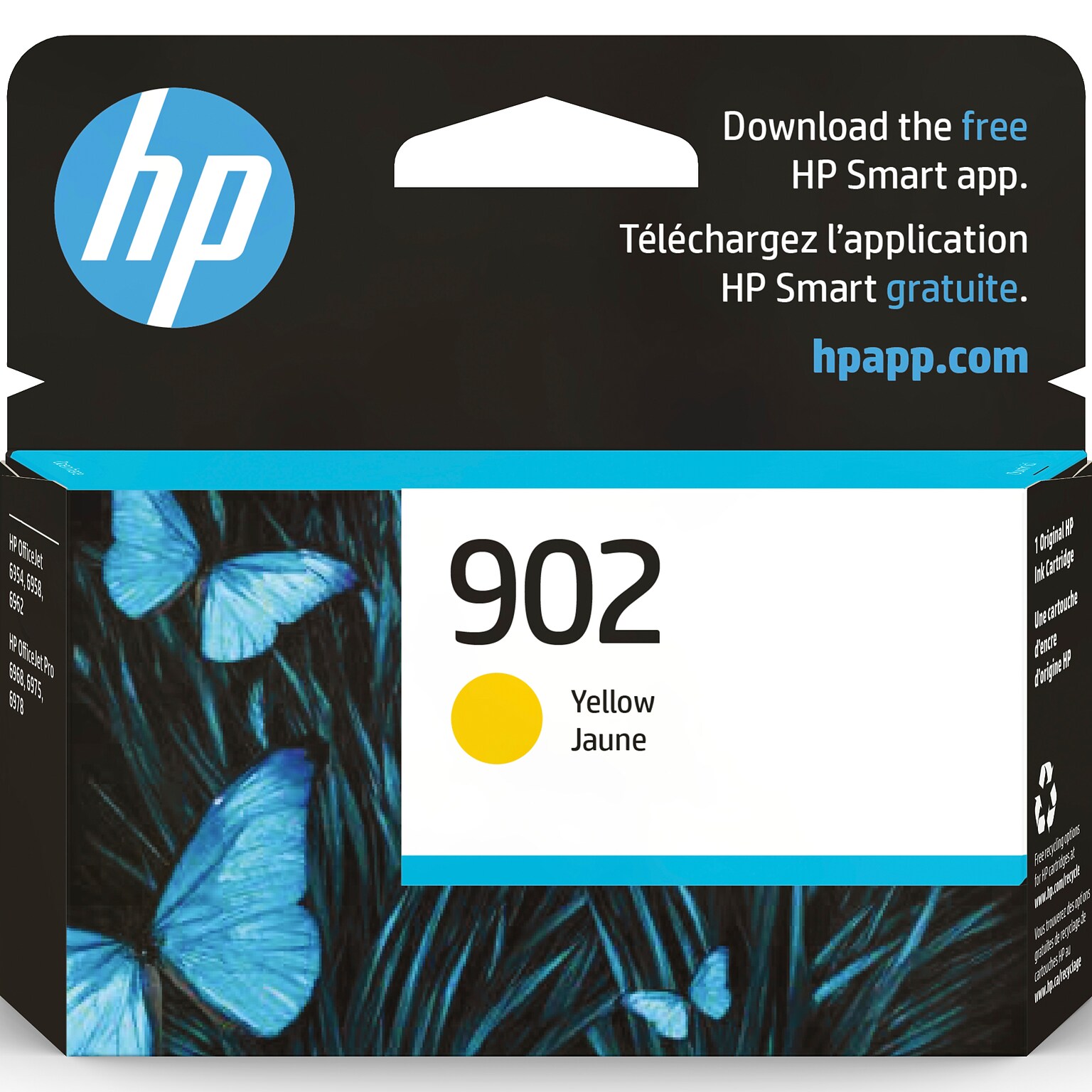 HP 902 Yellow Standard Yield Ink Cartridge, Prints Up to 315 Pages (T6L94AN#140)
