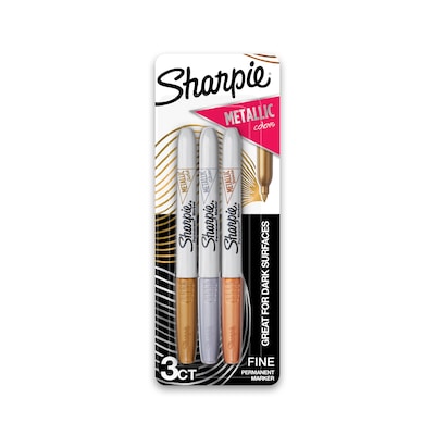 Sharpie Permanent Markers, Fine Tip, Assorted Metallic, 3/Pack (1823815)