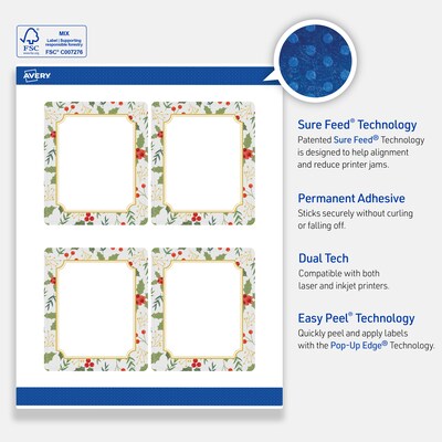 Avery Rectangle Multipurpose Labels, 4" x 3-1/3", White, 40/Pack (19479370450)