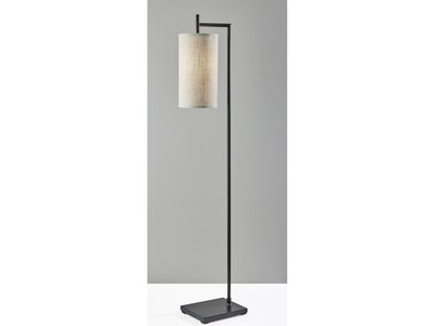 Simplee Adesso Zion 65 Matte Black Floor Lamp with Beige Drum Shade (SL1156-01)