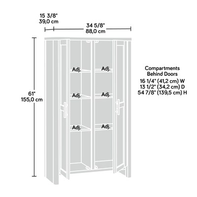 Sauder Isabella Isle 61H Storage Cabinet with 6 Shelves, White (435688)