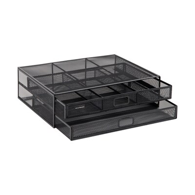 Mind Reader Monitor Stand Laptop Riser with Storage Drawer, Black (2TDMESHY-BLK)