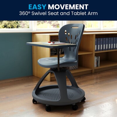 Flash Furniture Plastic Mobile Desk Chair, Dark Gray (YUYCX019DG)