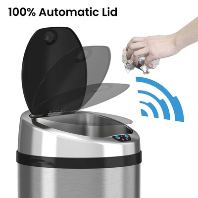 iTouchless Stainless Steel Round Sensor Trash Can with AbsorbX Odor Control System, 8 Gal., Silver (IT08RCB)