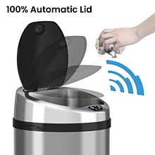 iTouchless Stainless Steel Round Sensor Trash Can with AbsorbX Odor Control System, 8 Gal., Silver (