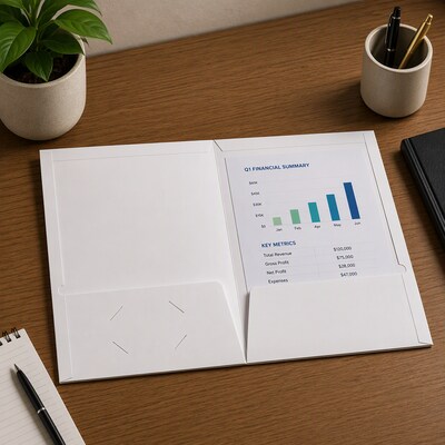 Staples 2-Pocket Laminated Presentation Folders, White – Durable School & Office Folders, 10-Pack