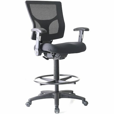 Lorell Contemporary Fabric Full Back Industrial/Shop Stool, Black (LLR62021)