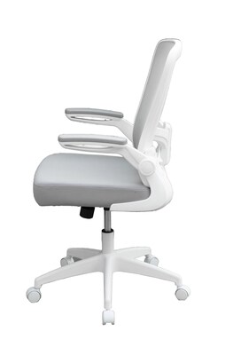 Boss Flip Arm Ergonomic Mesh/Fabric Swivel Task Chair, Gray/White (B6366WT-GY)