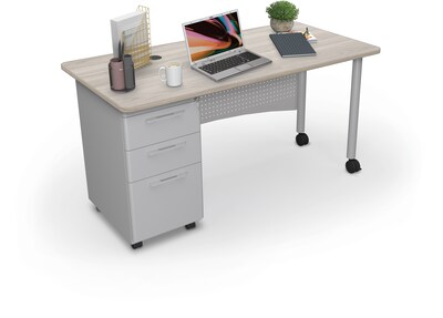 MooreCo Avid Modular Single Pedestal Instructor Desk, Grey Elm (91774-8201-8201)