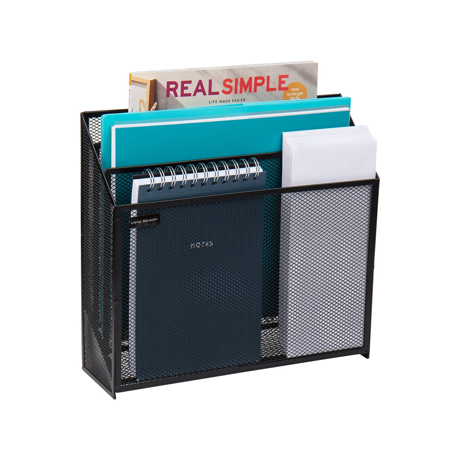 Mind Reader Metal Vertical Desktop Organizer Letter Tray, Black (LETDIV-BLK)