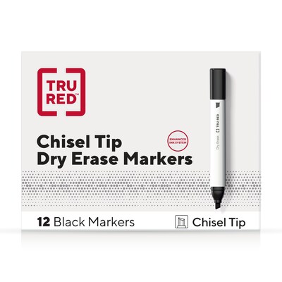 TRU RED™ Tank Dry Erase Markers, Chisel Tip, Black, 12/Pack (TR61440-CC)