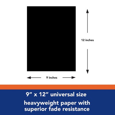 Tru-Ray 9" x 12" Construction Paper, Black, 50 Sheets/Pack, 5 Packs/Bundle (PAC103029-5)