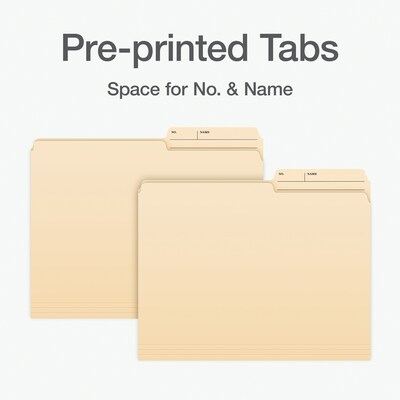 Pendaflex File Folder, 1-Tab, Right Position, Letter Size, Manila, 100/Box (1007078)