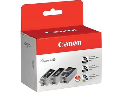Canon 35/36 Black and Color Standard yield Ink Cartridge, 3/Pack (1509B007) | Quill.com