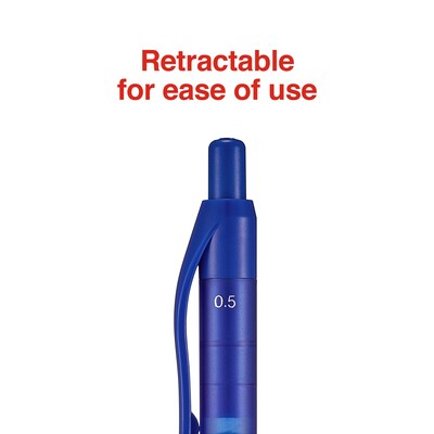 Staples Aura Retractable Gel Pens, Fine Point, Blue Ink, Dozen (50365)