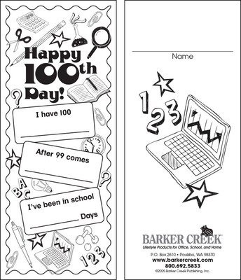Barker Creek Celebrate 100th Day Bookmark Set, 60/Pack (LL2199)